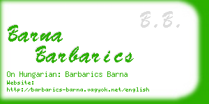 barna barbarics business card